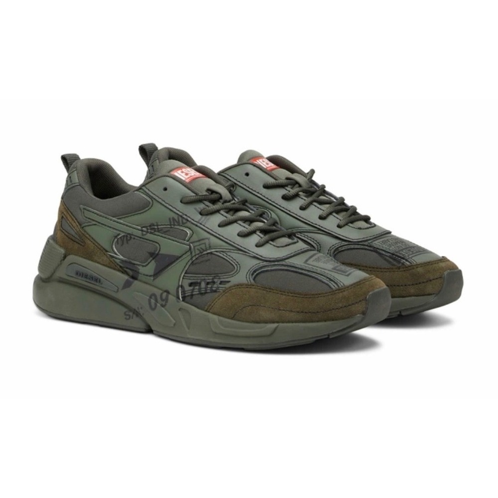 Diesel S-Serendipity Sport Sneakers Mens Size 11 Green Black Streetwear Techwear